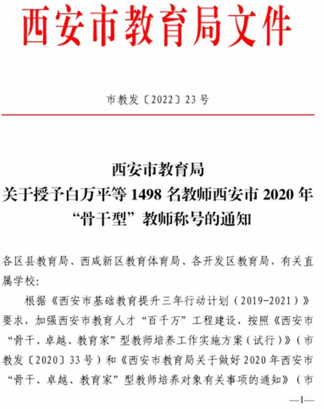 西安市东城一中教师获得西安市“骨干型”教师荣誉称号(图1)